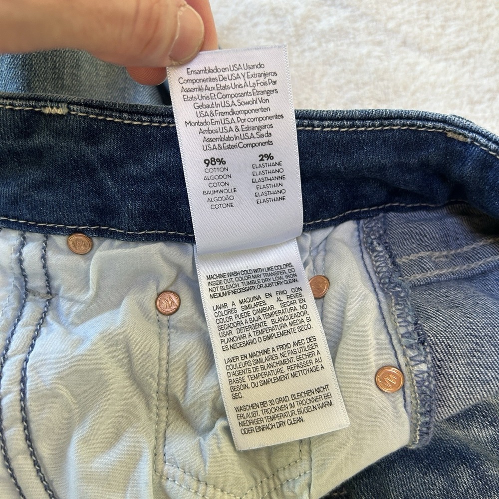 Mother‎ Sz 25 The Looker Ankle Fray Jeans Blue Skinny Slim Stretch Double Time - Picture 4 of 13